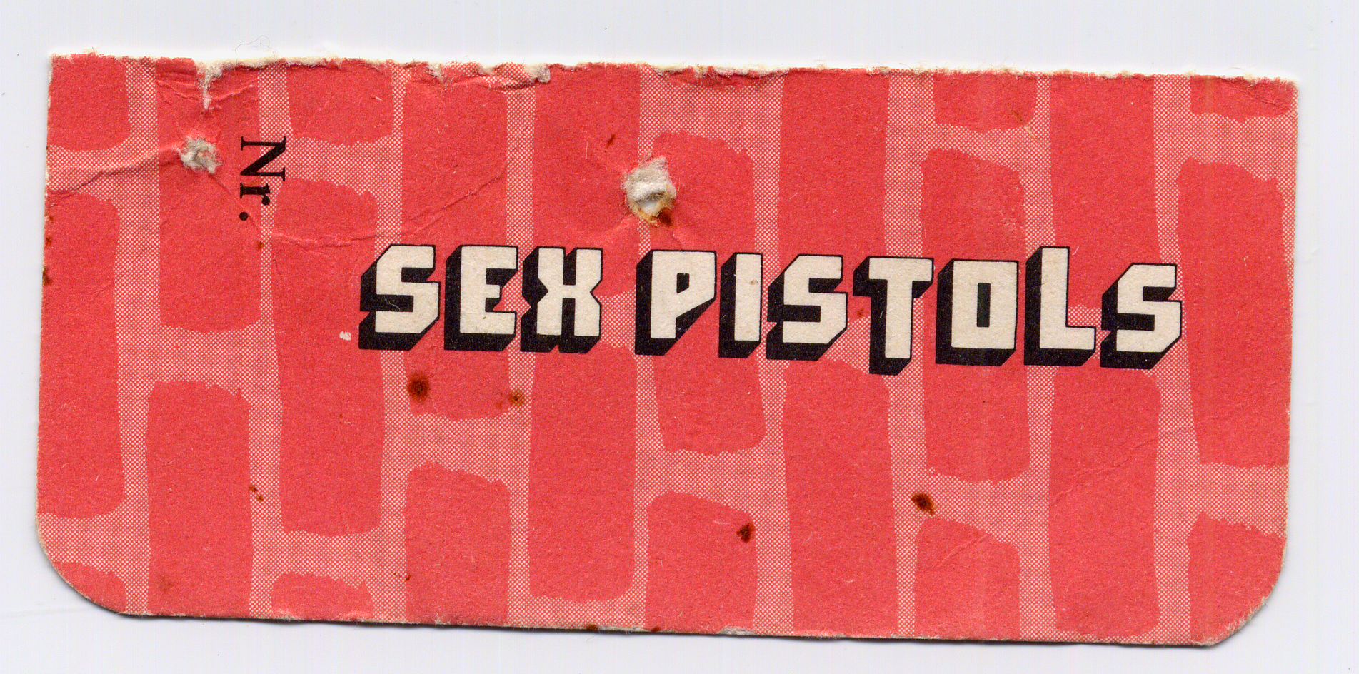 Only Existing Part of Ticket for the Sex Pistols in Stockholm concert 